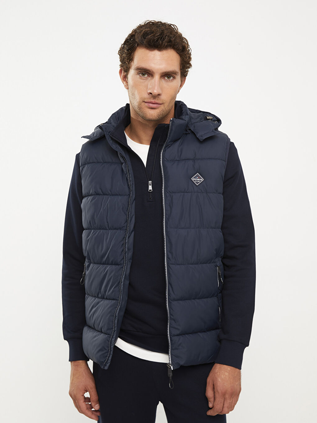 Standard Fit Funnel Neck Men's Puffer Gilet-2