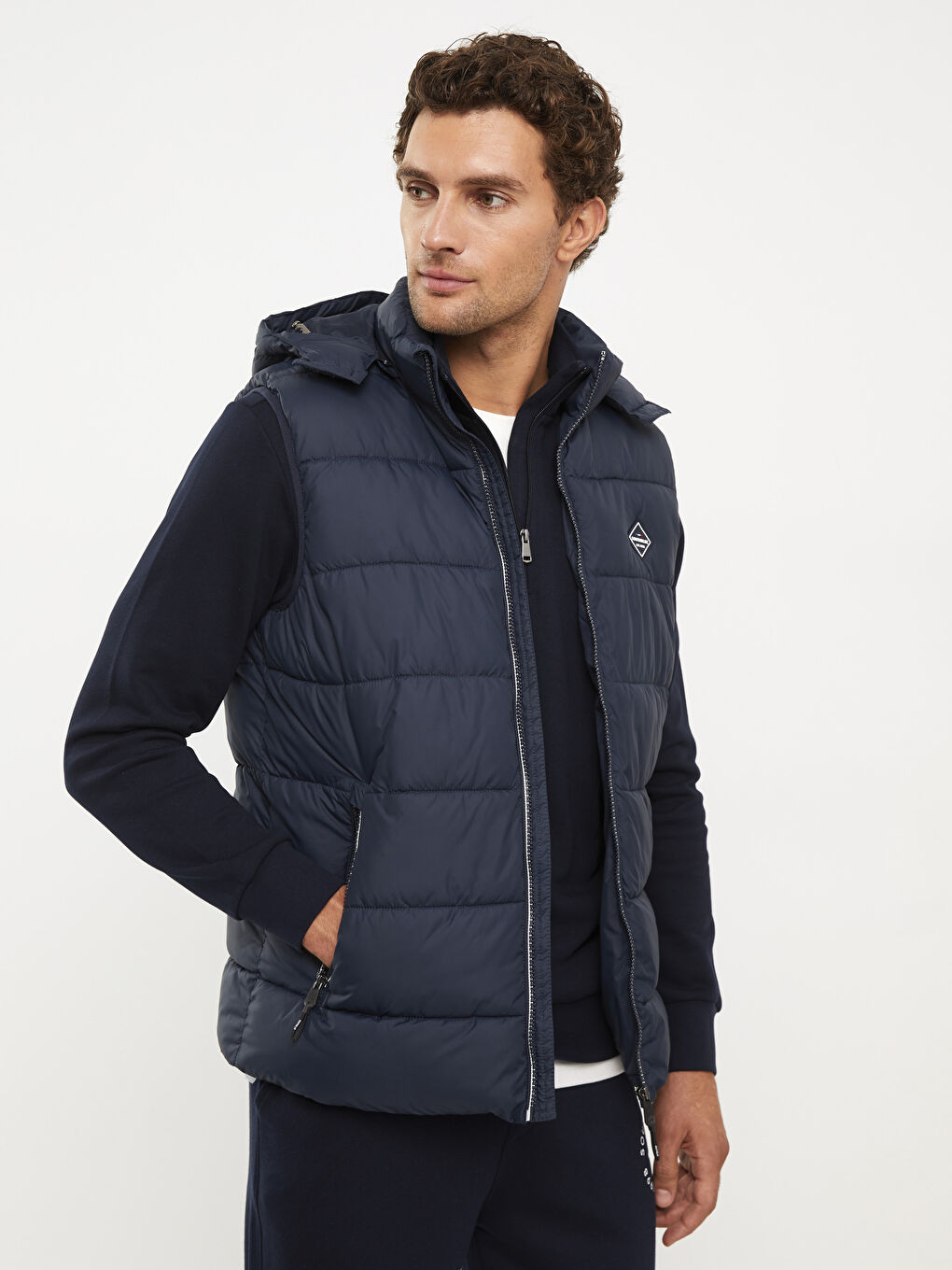 Standard Fit Funnel Neck Men's Puffer Gilet-3