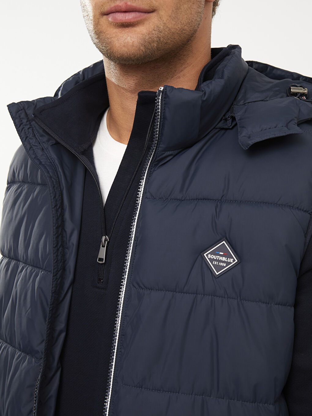 Standard Fit Funnel Neck Men's Puffer Gilet-5