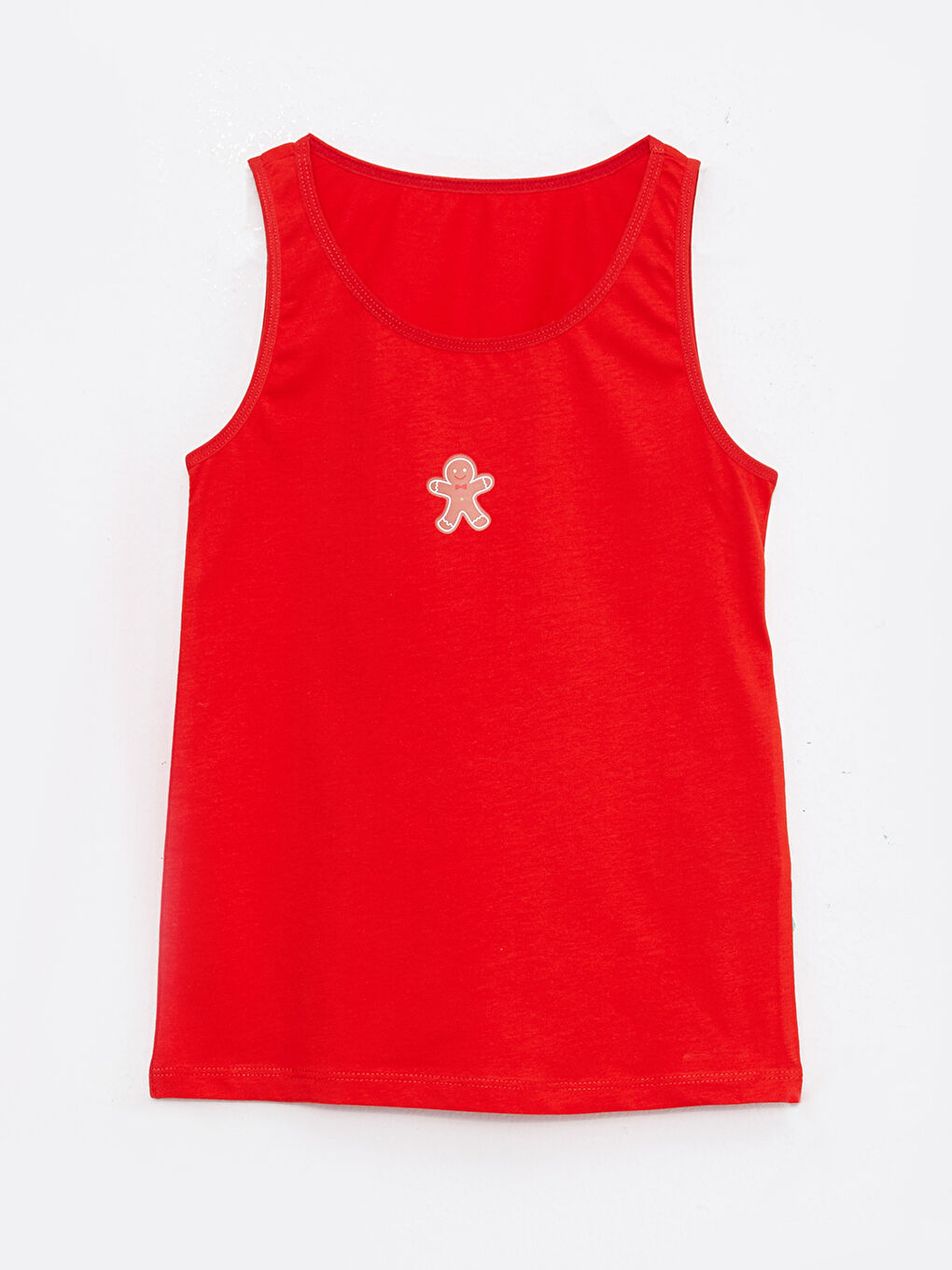 Kırmızı Bisiklet Yaka Baskılı Pamuklu Kız Çocuk Atlet 2'li-1