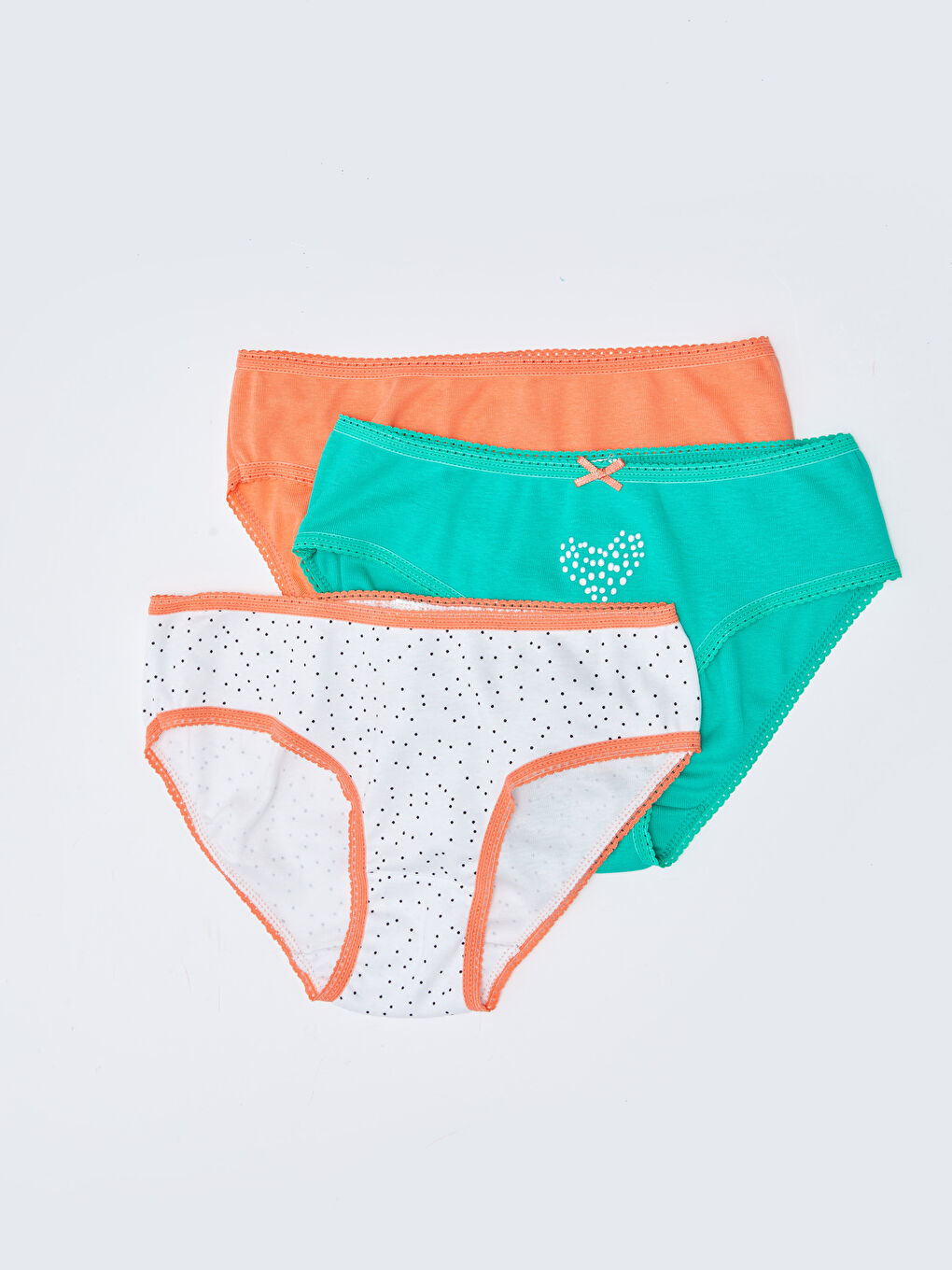 Beyaz Baskılı Pamuklu Kız Çocuk Külot 3'lü