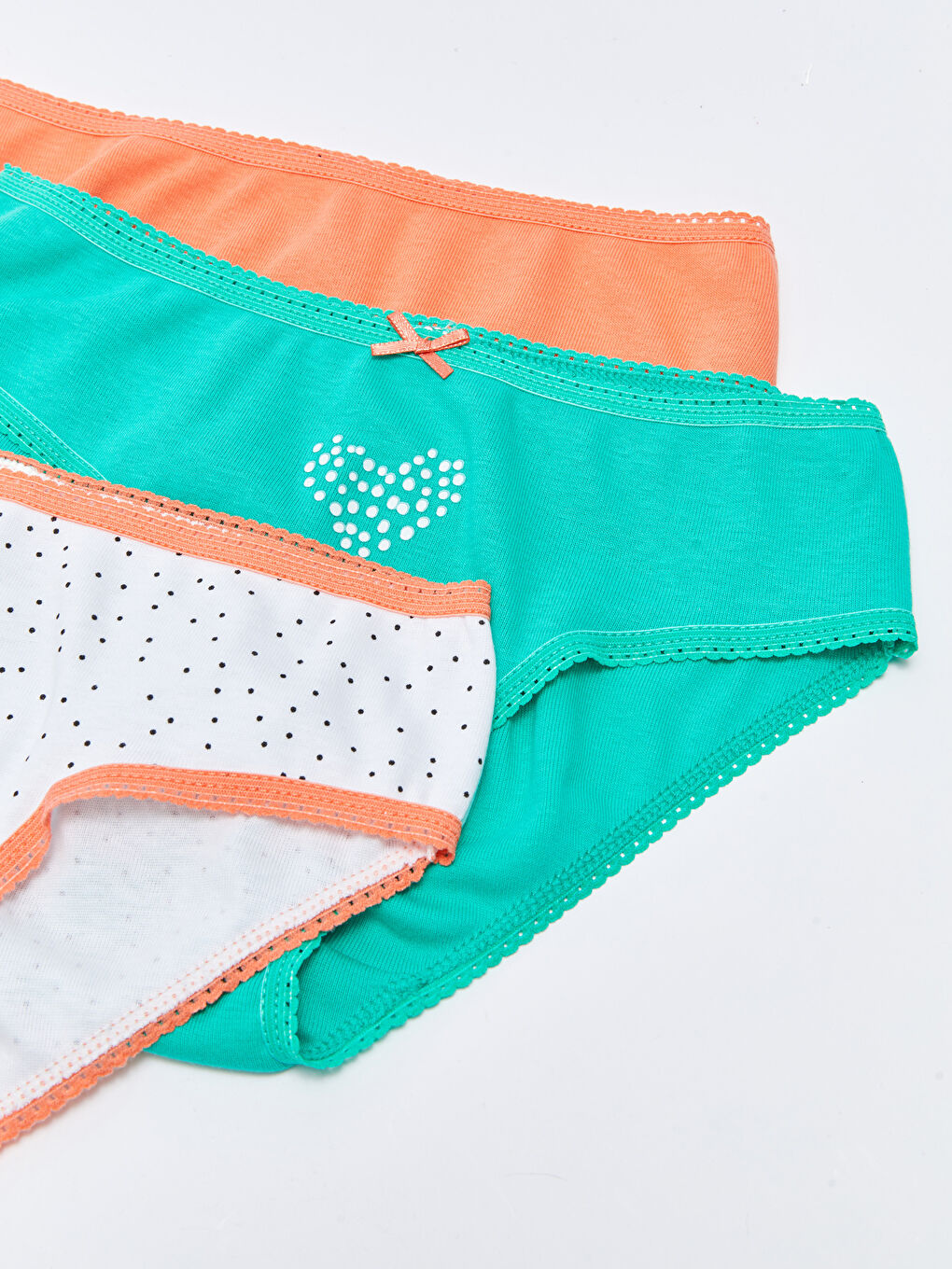 Beyaz Baskılı Pamuklu Kız Çocuk Külot 3'lü-1