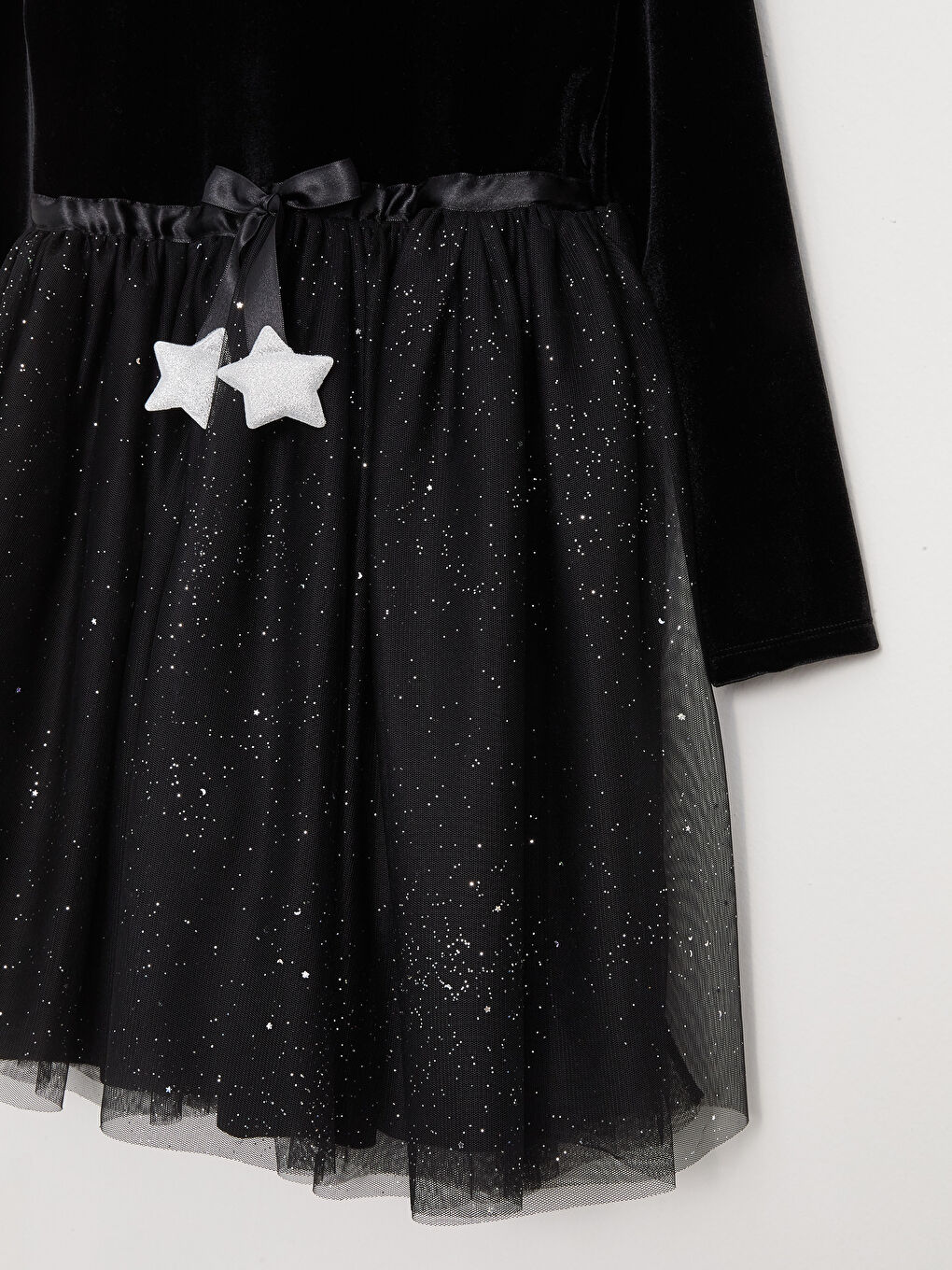 LCW Kids Bisiklet Yaka Işıltılı Uzun Kollu Kadife Kız Çocuk Elbise -W2BM15Z4-CVL