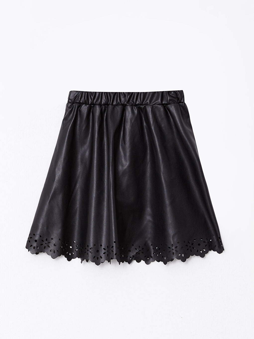 Suknja za devojčice od imitacije kože sa elastičnim strukom-2