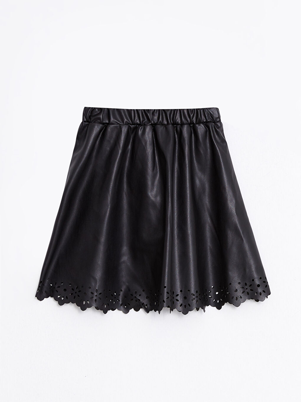 Suknja za devojčice od imitacije kože sa elastičnim strukom-3