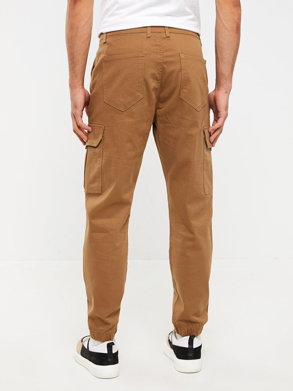 Kahverengi Standart Kalıp Gabardin Erkek Kargo Pantolon-4
