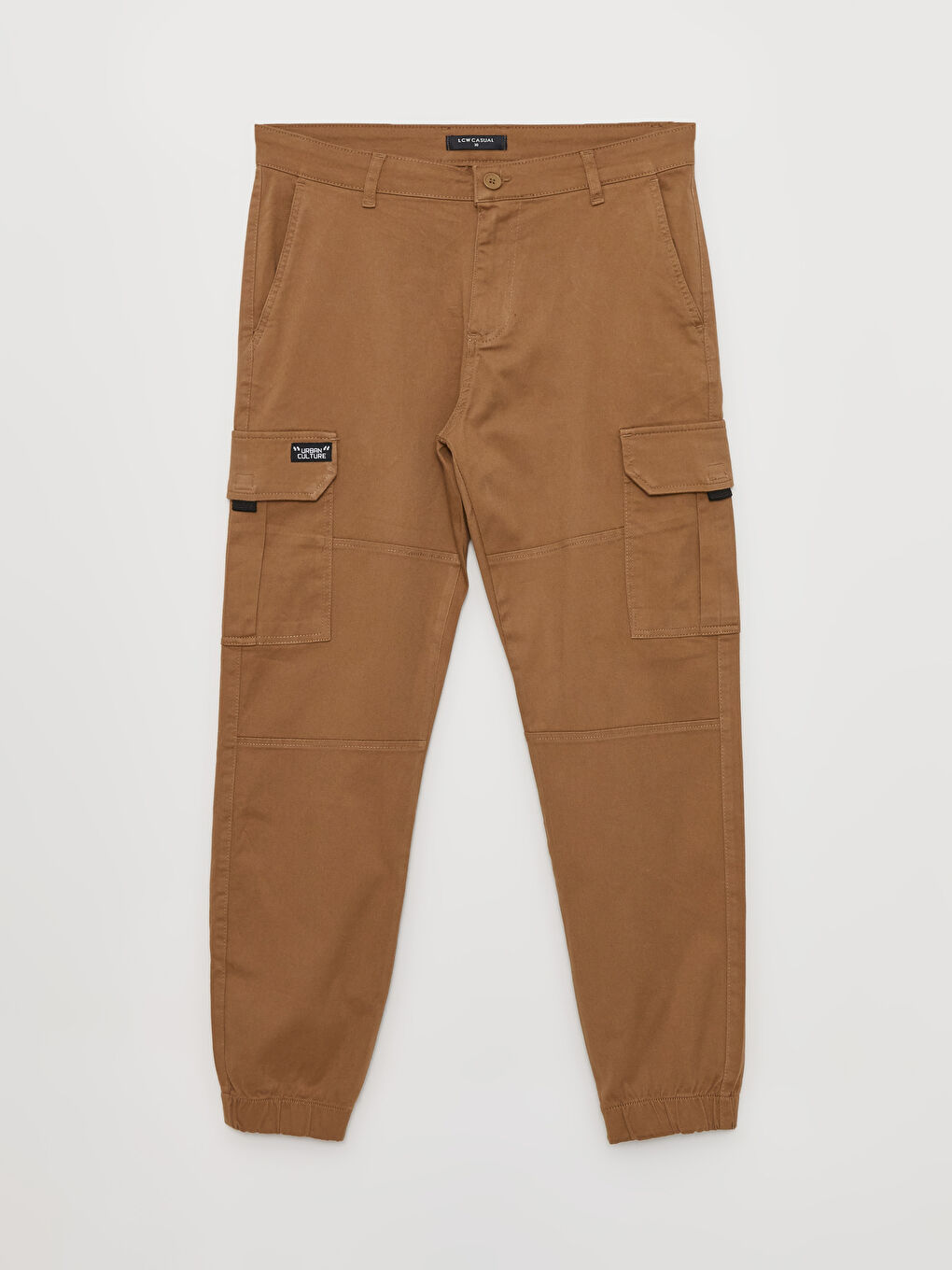 Kahverengi Standart Kalıp Gabardin Erkek Kargo Pantolon-5