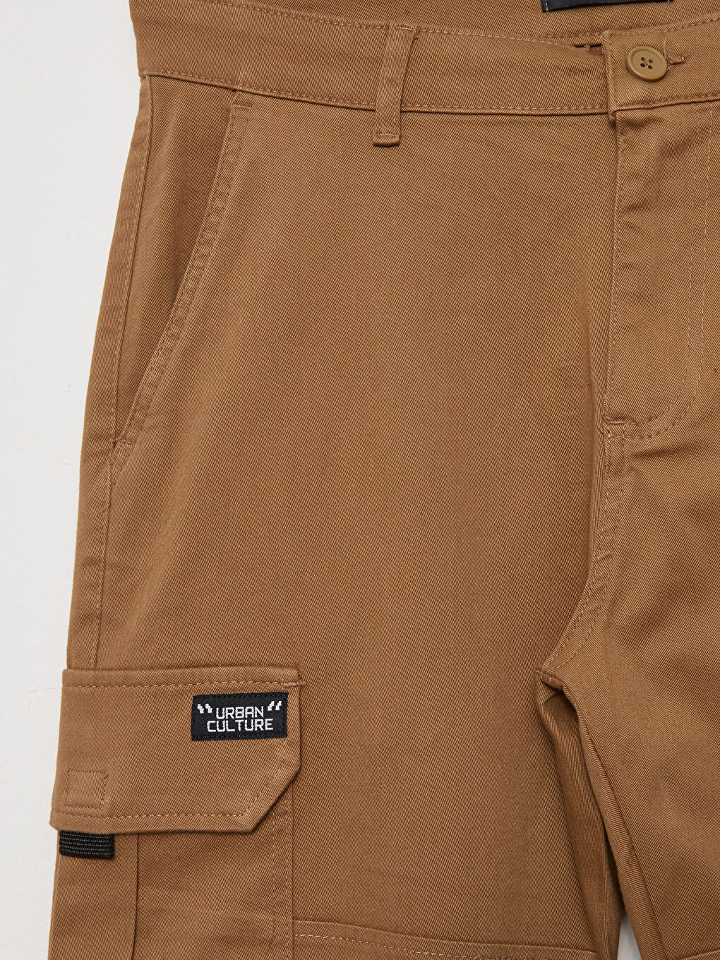 Kahverengi Standart Kalıp Gabardin Erkek Kargo Pantolon-6