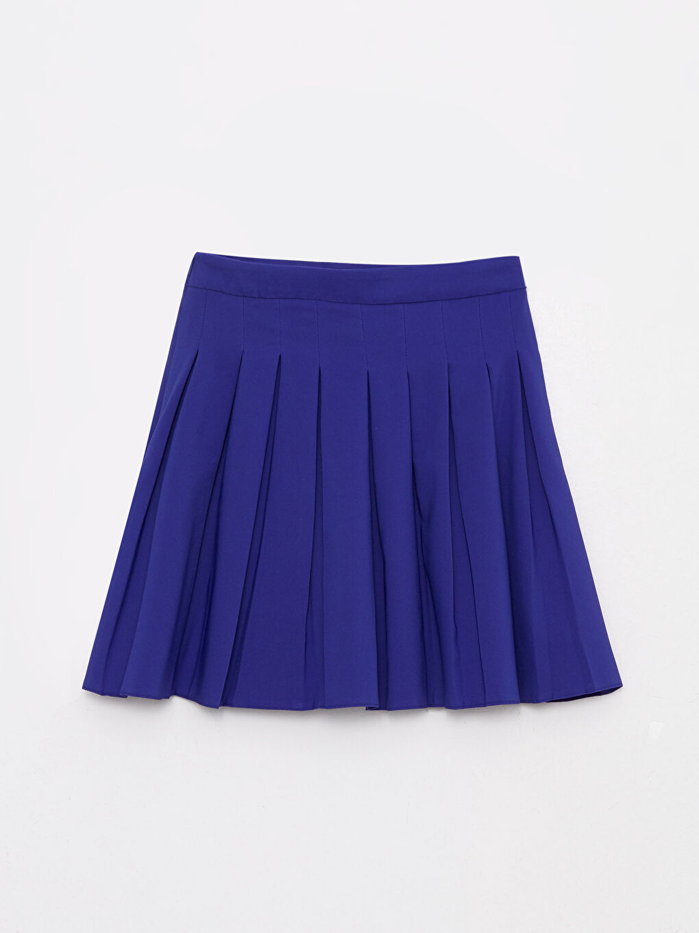 Lacivert Beli Fermuarlı Düz Pileli Kadın Etek-6