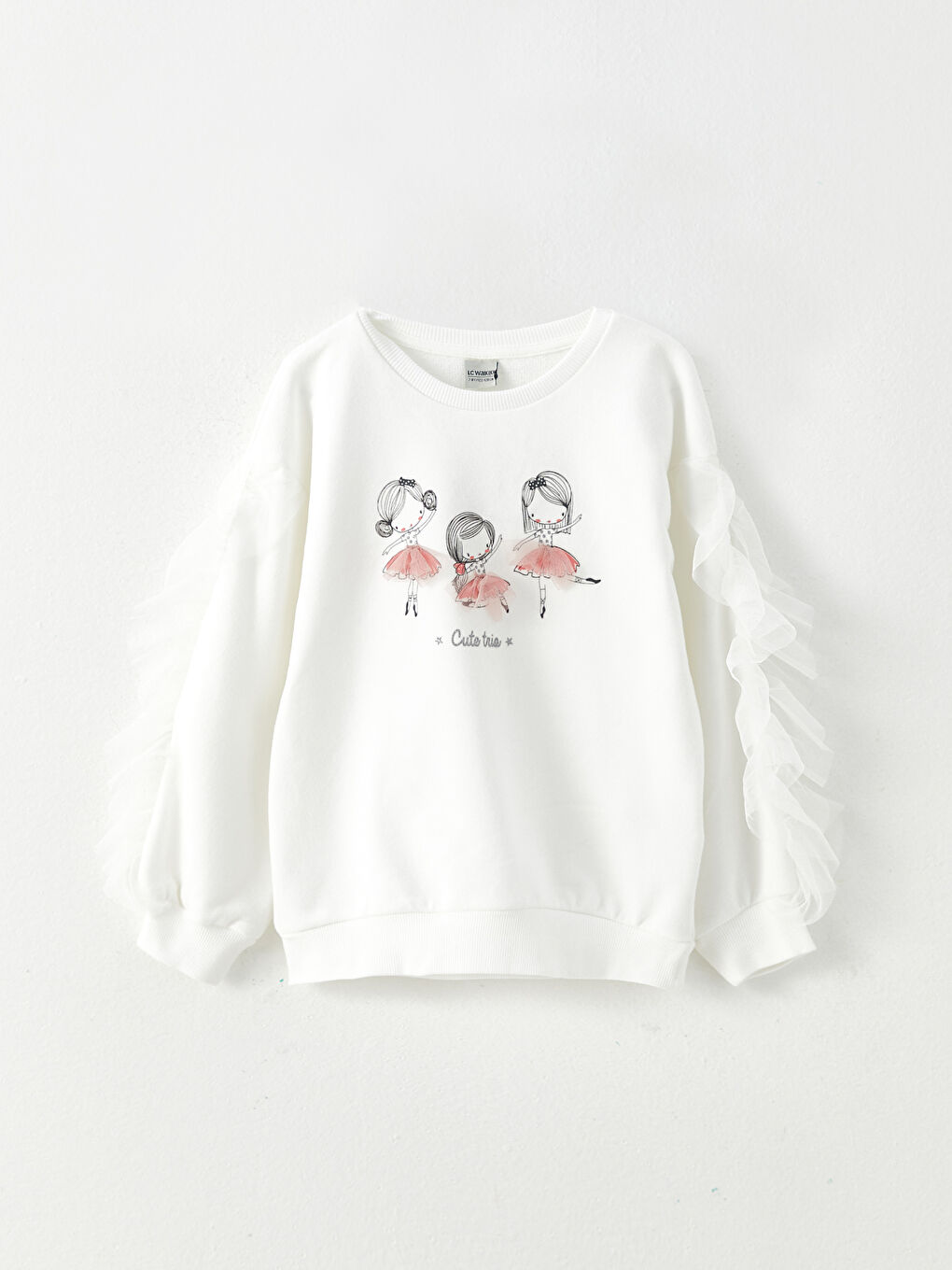 Crew Neck Printed Long Sleeve Girls' Sweatshirt
