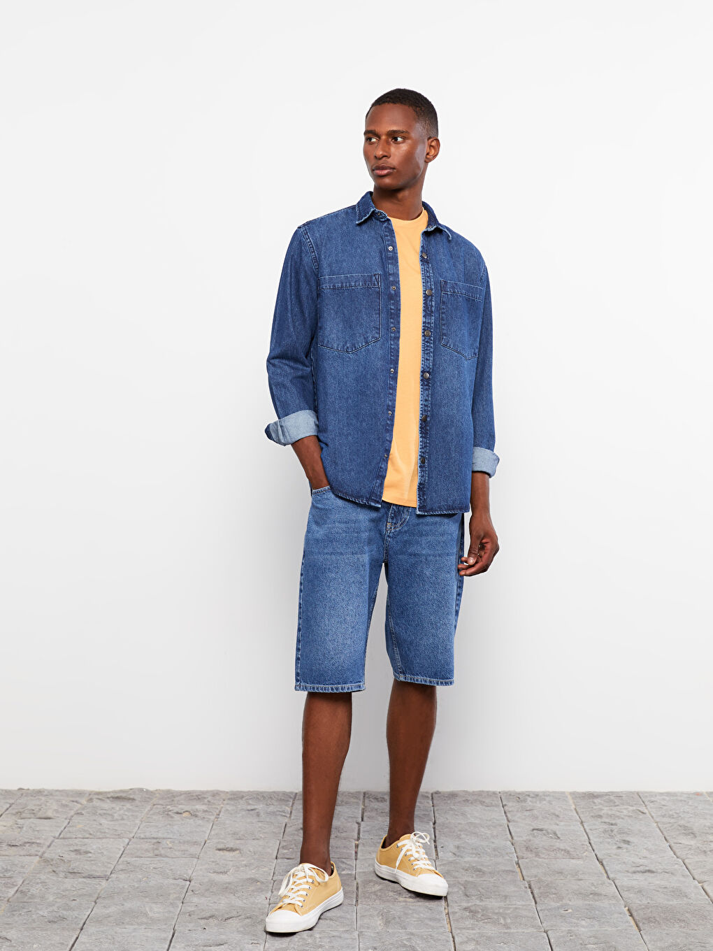 İndigo Standart Kalıp Erkek Jean Ceket-2