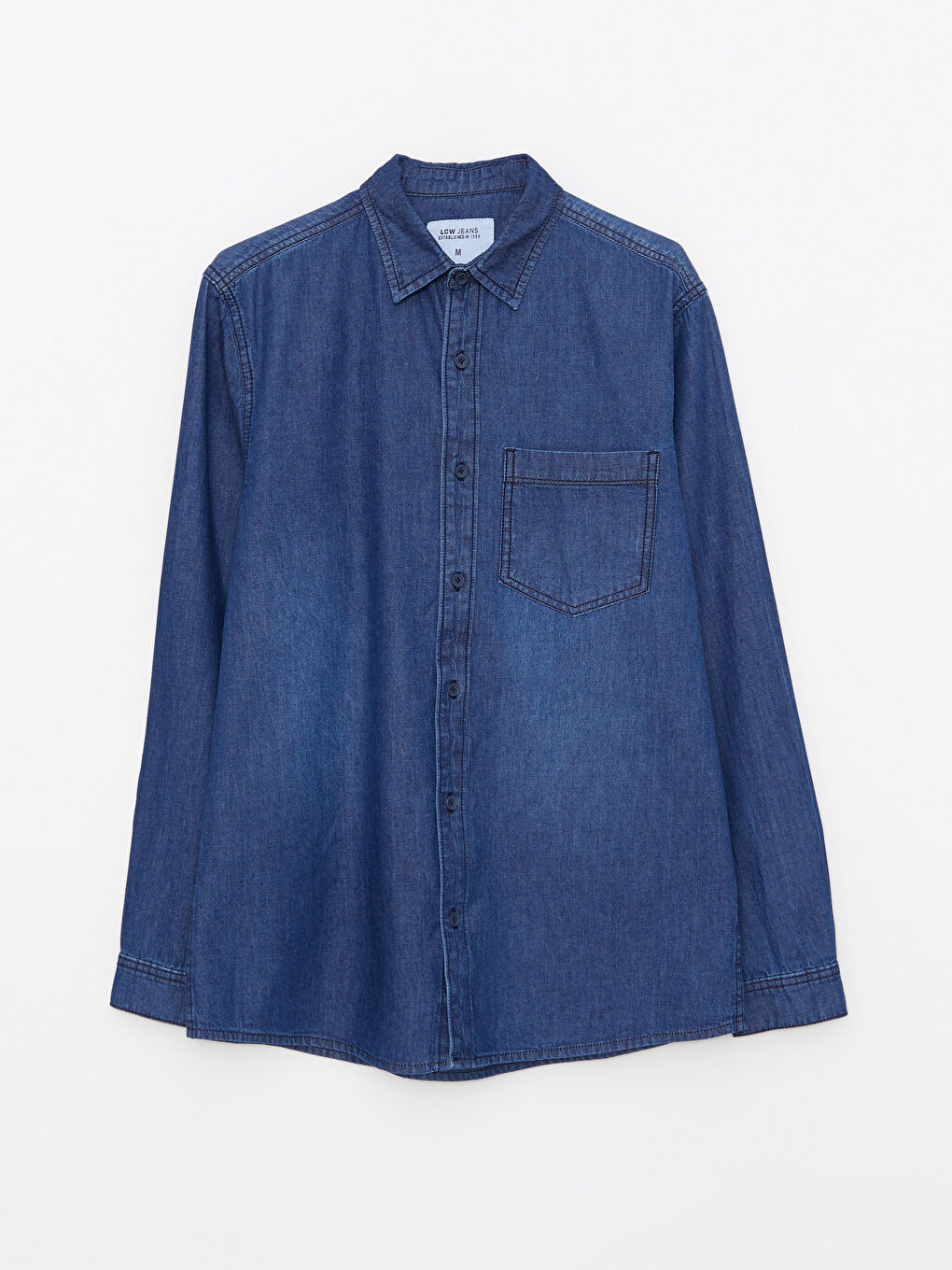 Regular Fit Long Sleeve Men's Denim Shirt-5