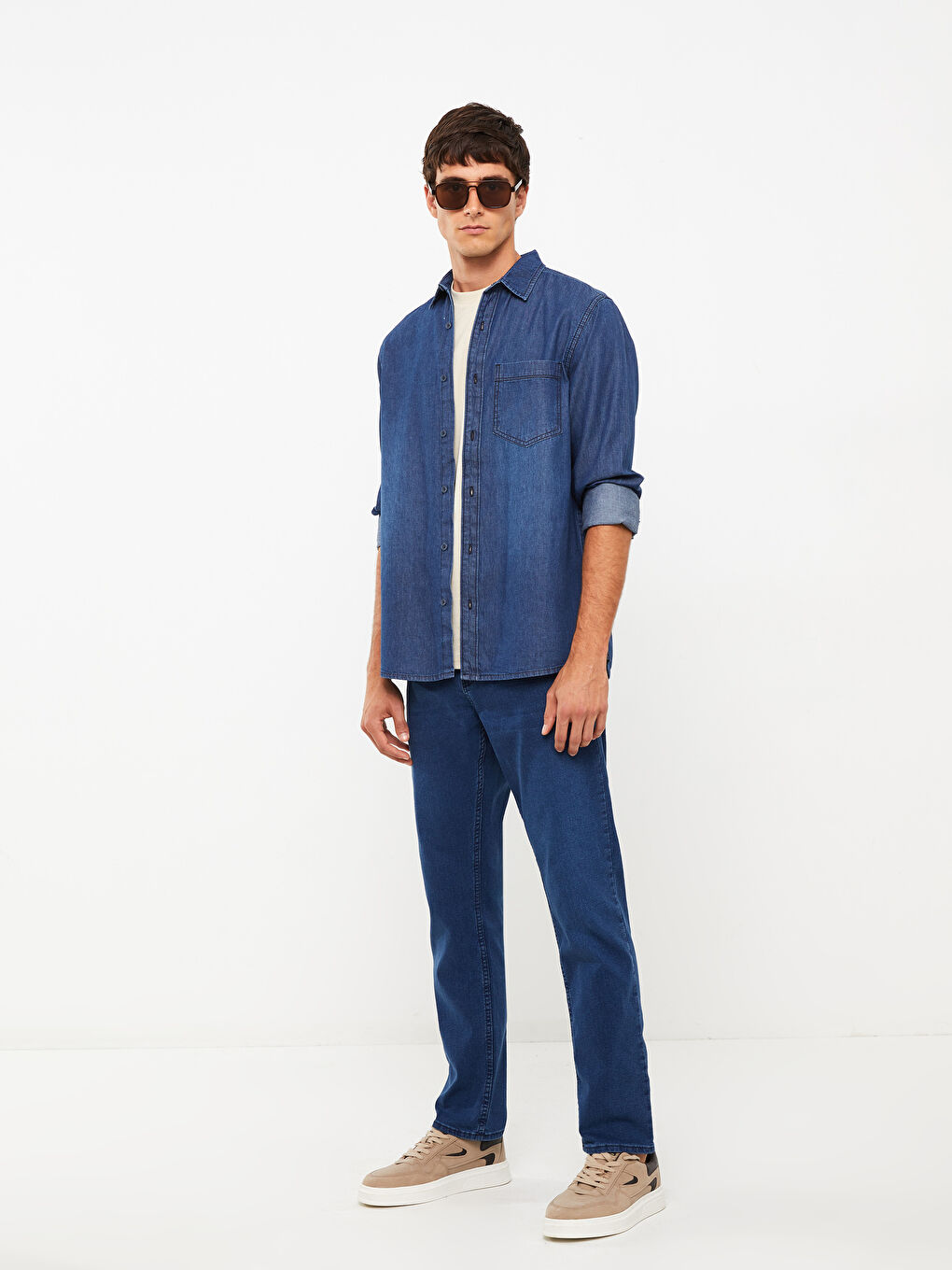 Regular Fit Long Sleeve Men's Denim Shirt