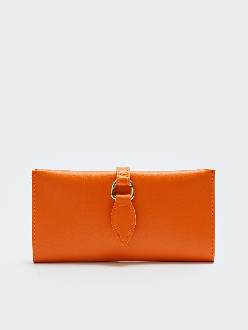 Turuncu Deri Görünümlü Kadın Cüzdan