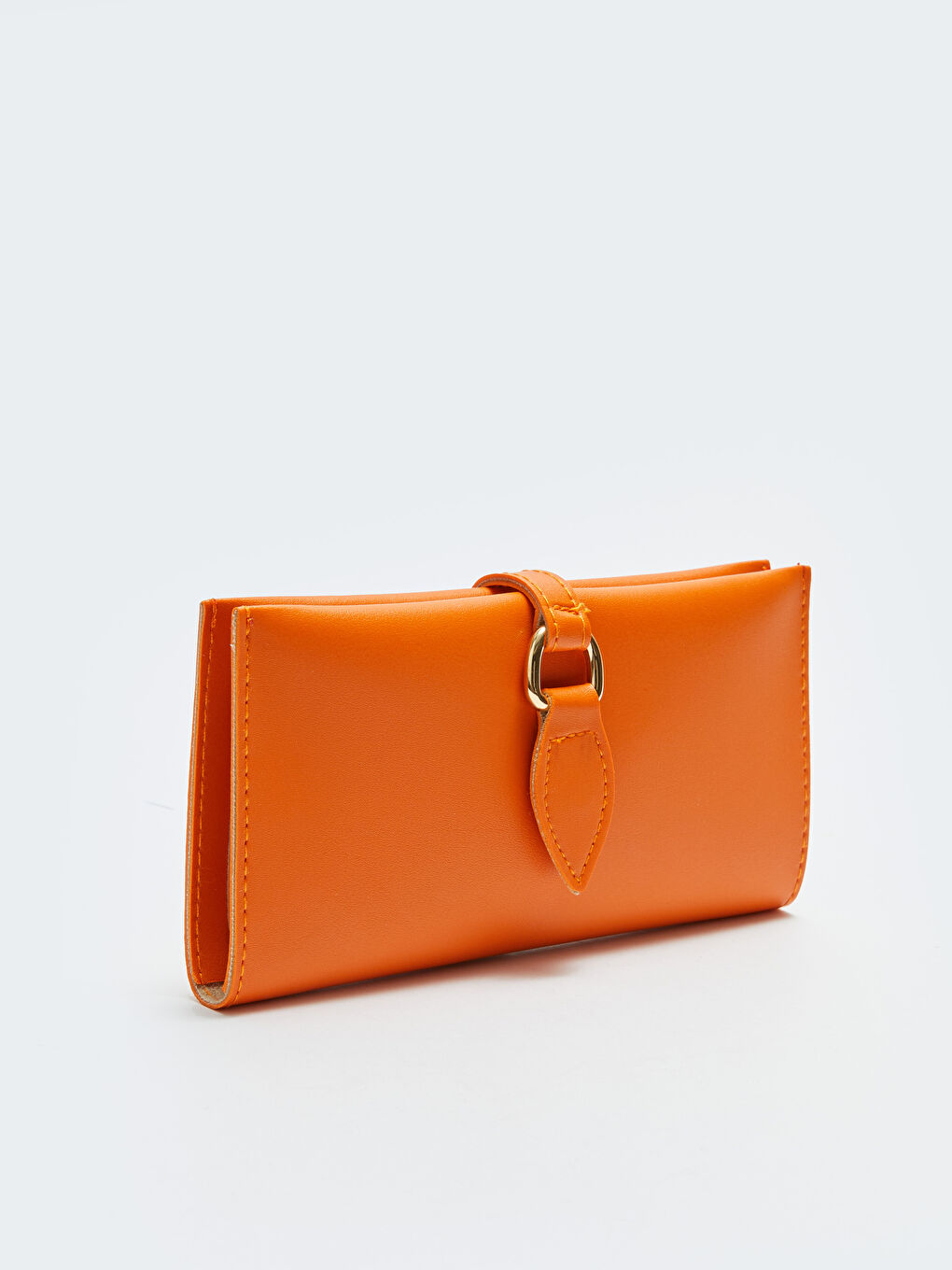 Turuncu Deri Görünümlü Kadın Cüzdan-1