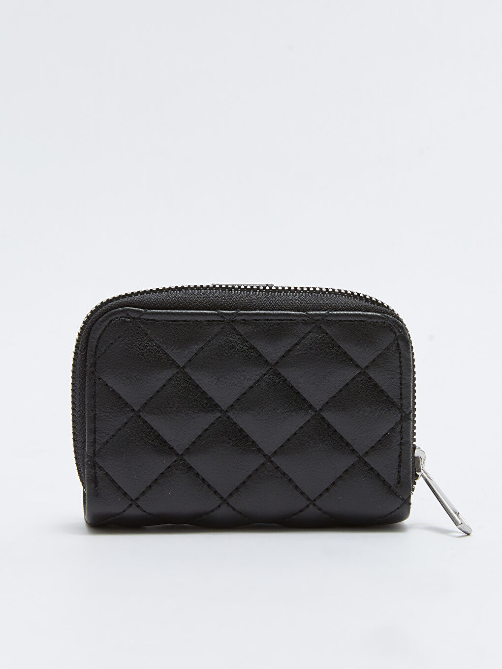 Siyah Deri Görünümlü Kapitoneli Kadın Cüzdan-2