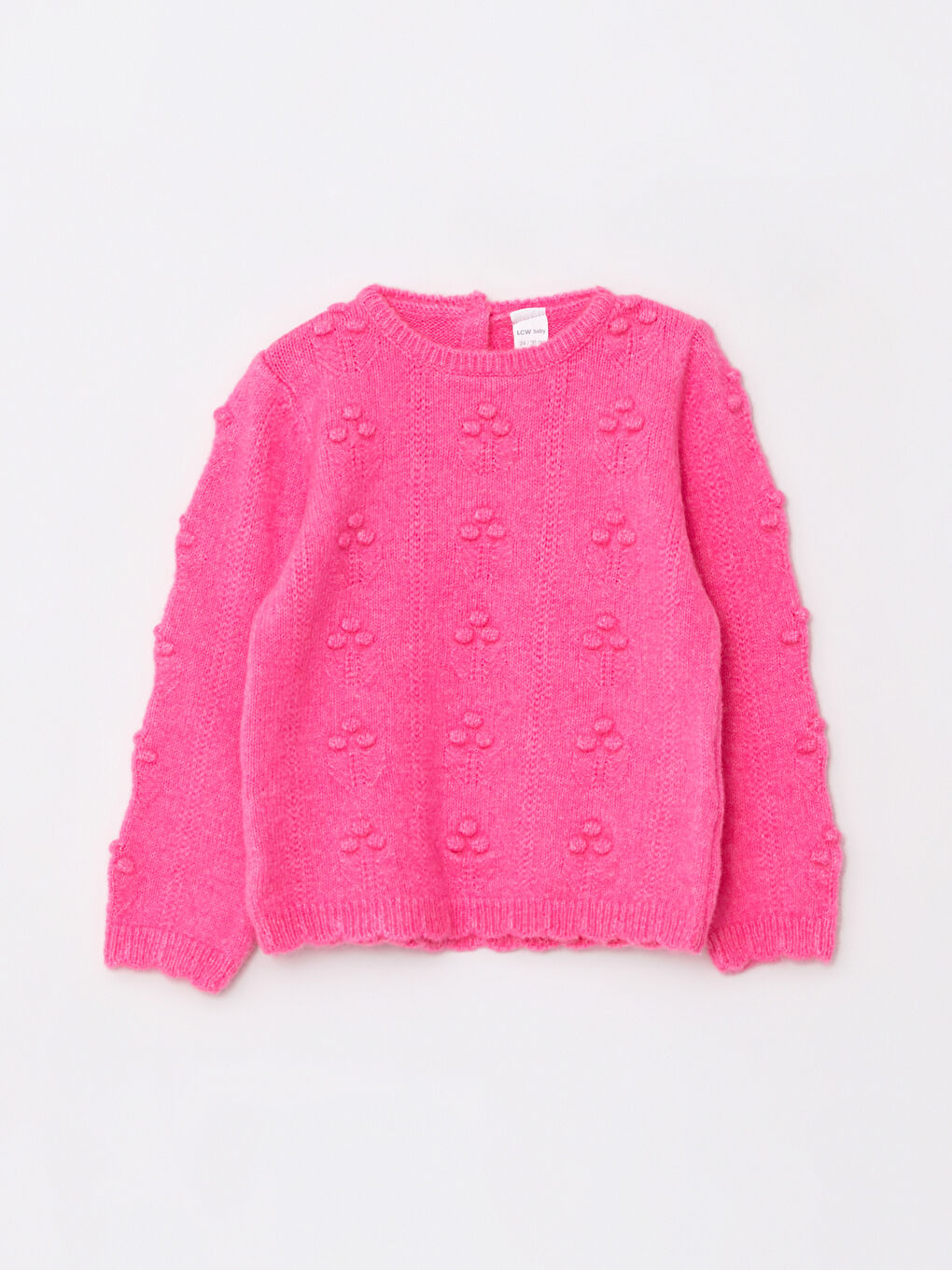 Fuşya Bisiklet Yaka Uzun Kollu Kız Bebek Triko Kazak