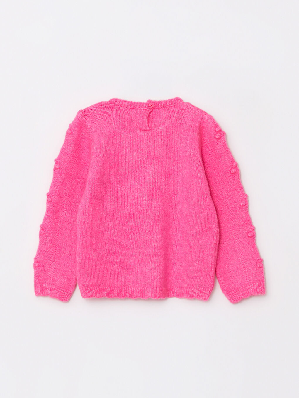 Fuşya Bisiklet Yaka Uzun Kollu Kız Bebek Triko Kazak-1