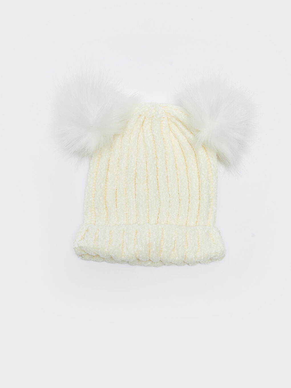 Girl's Pompom Chenille Beanie-1