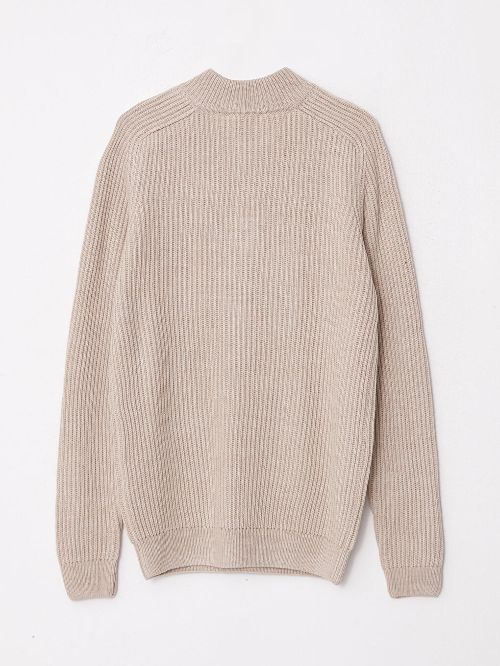 Bej Dik Yaka Uzun Kollu Erkek Triko Kazak-6