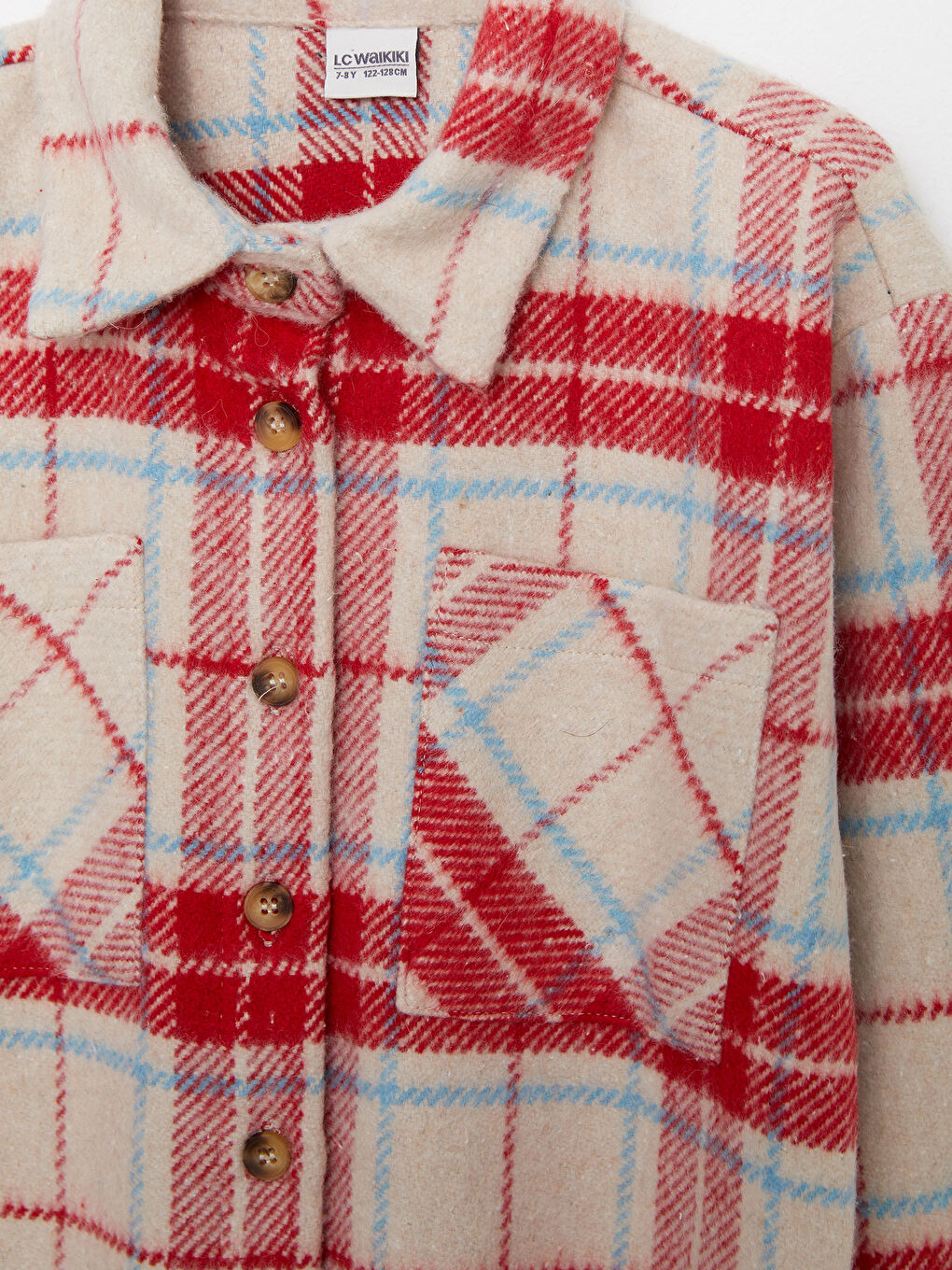 LCW Kids Plaid Long Sleeve Girls' Shirt Jacket -W2BN56Z4-LPA