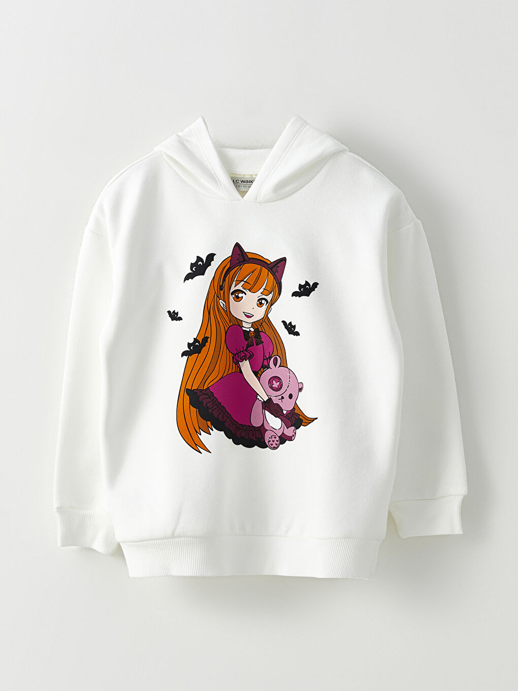 LCW Kids Hooded Printed Long Sleeve Girls' Sweatshirt -W2BN70Z4-R9J