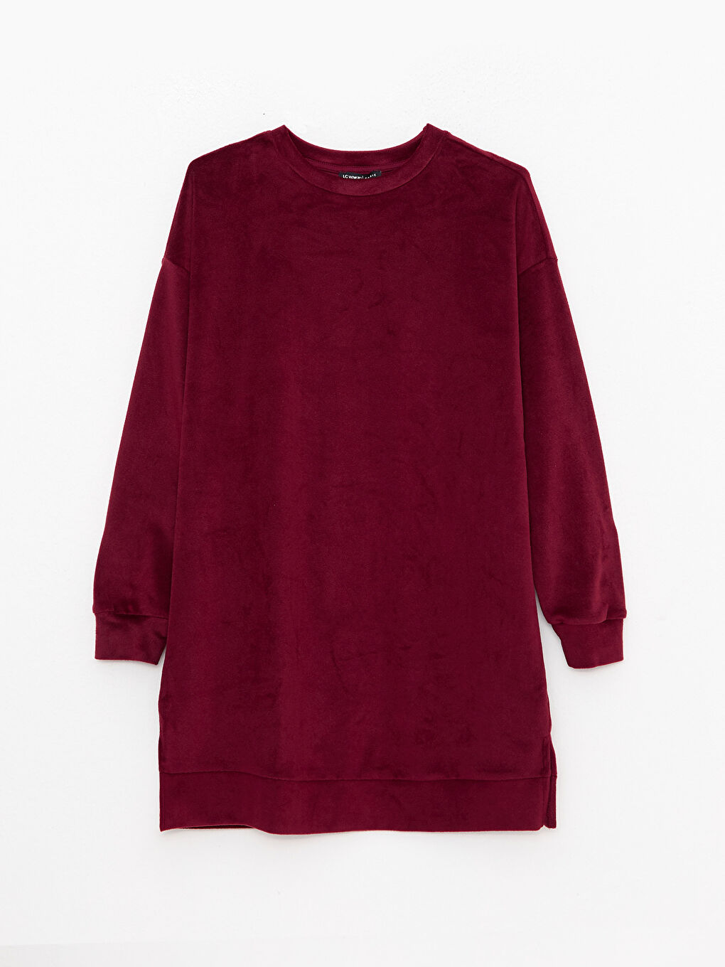 Bordo Bisiklet Yaka Oversize Kadın Sweatshirt-5