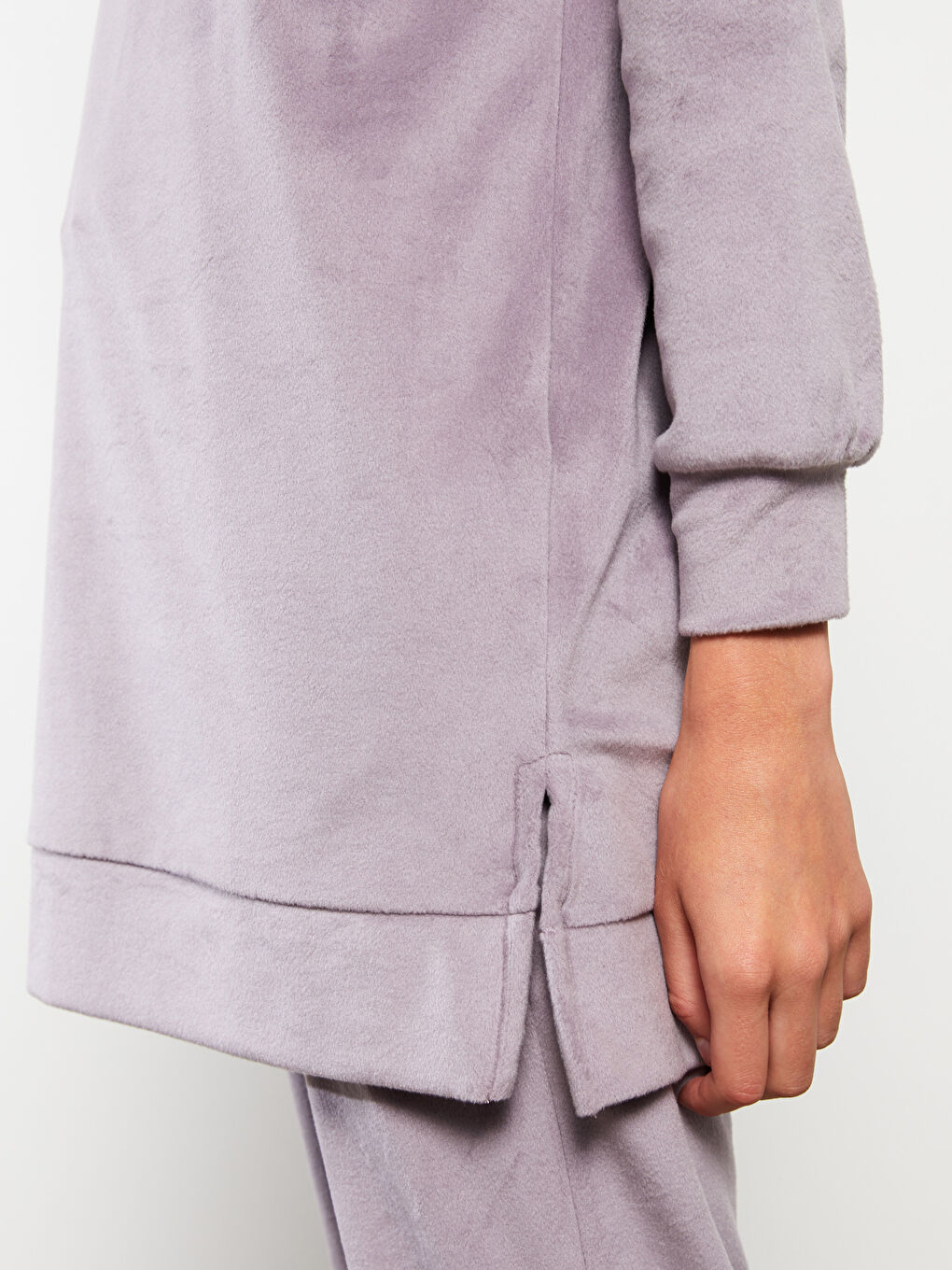 Lila Bisiklet Yaka Oversize Kadın Sweatshirt-6