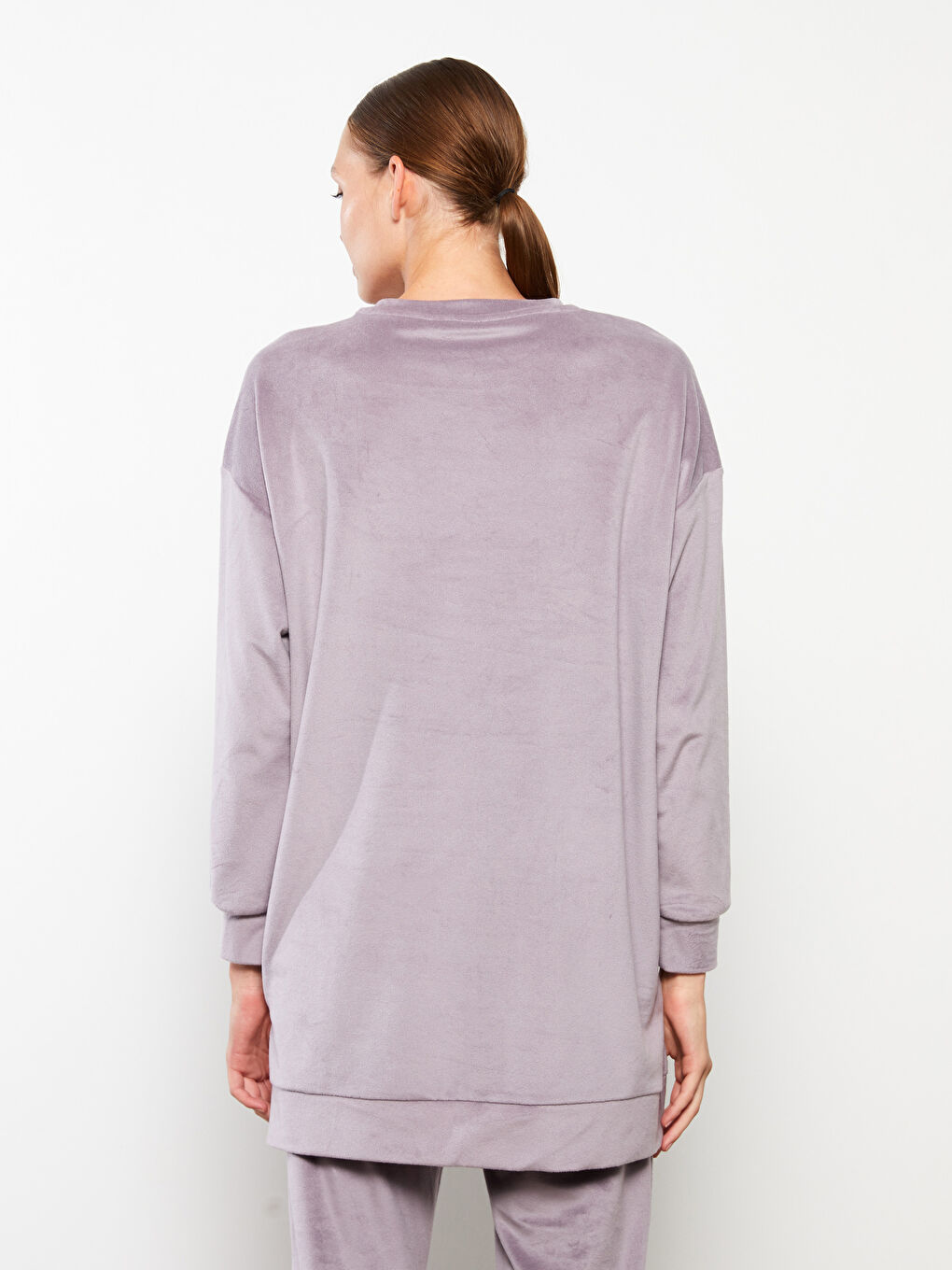 Lila Bisiklet Yaka Oversize Kadın Sweatshirt-7