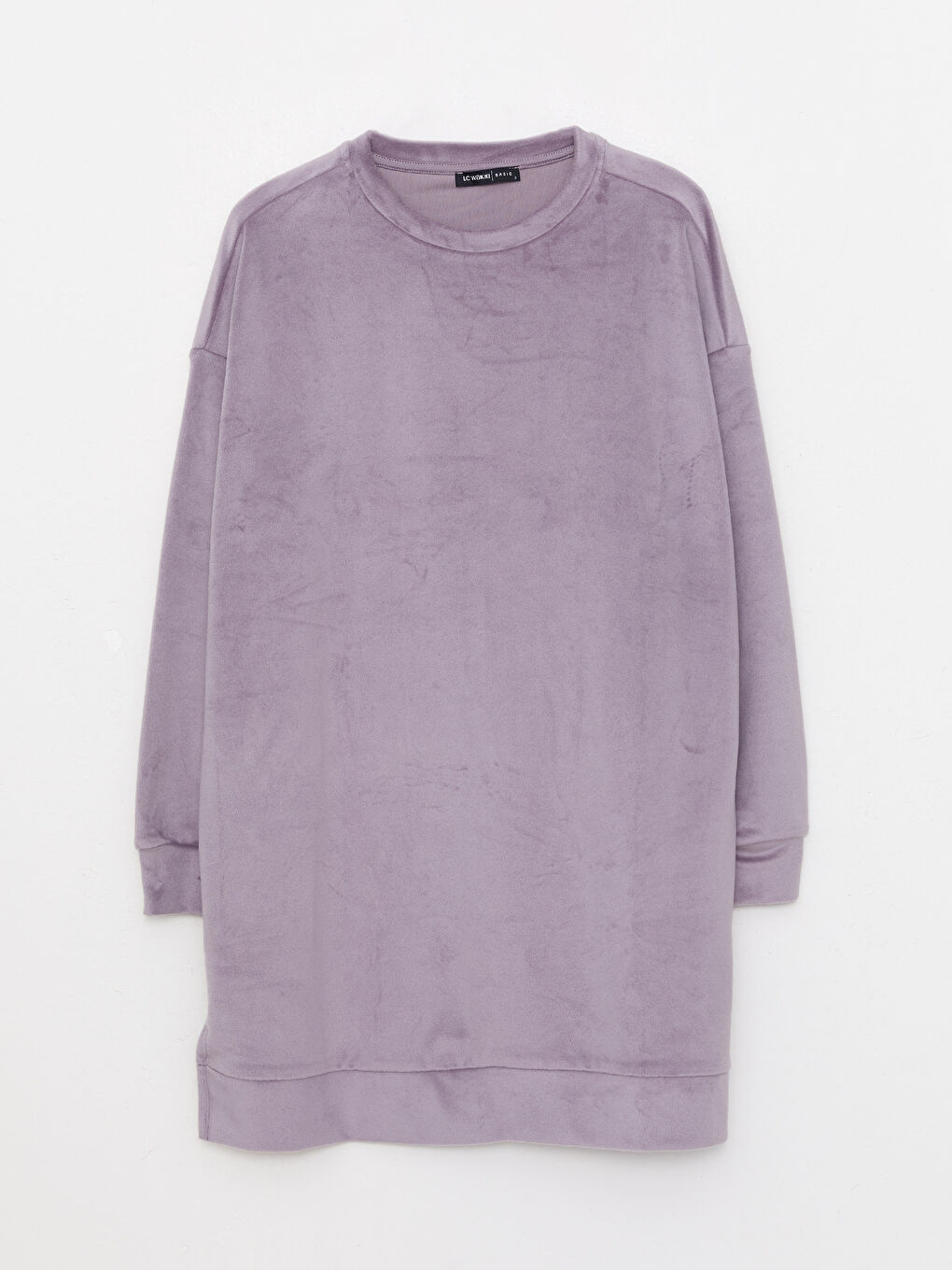 Lila Bisiklet Yaka Oversize Kadın Sweatshirt-8