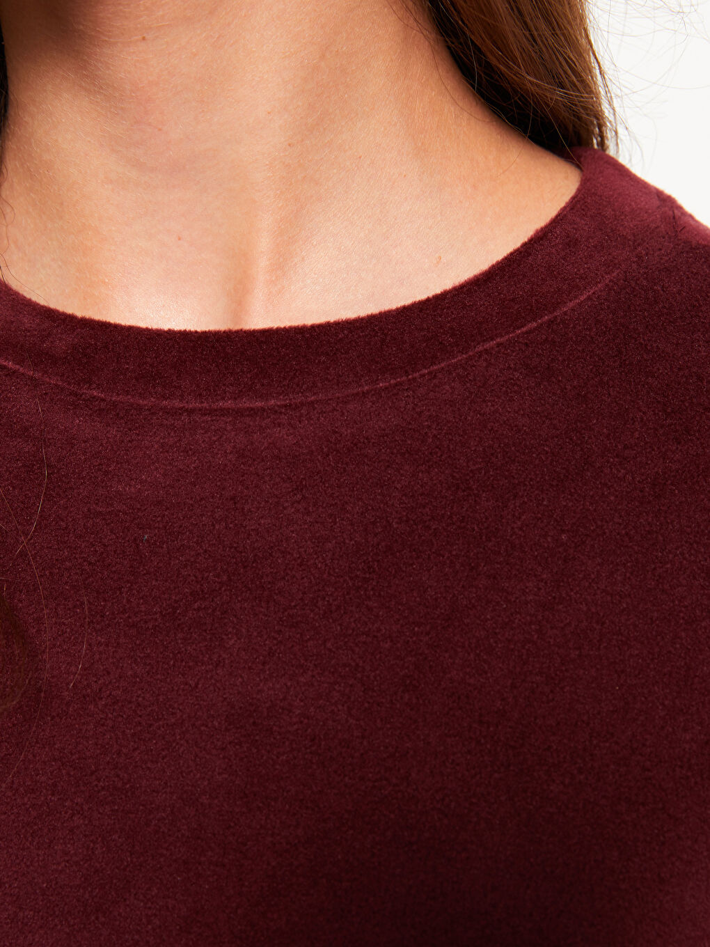 Bordo Bisiklet Yaka Oversize Kadın Sweatshirt-3