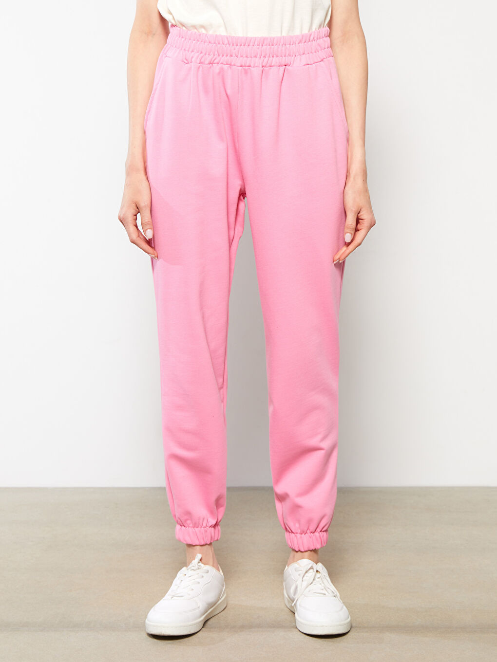 بنطلون رياضي سادة بخصر مرن للسيدات-3