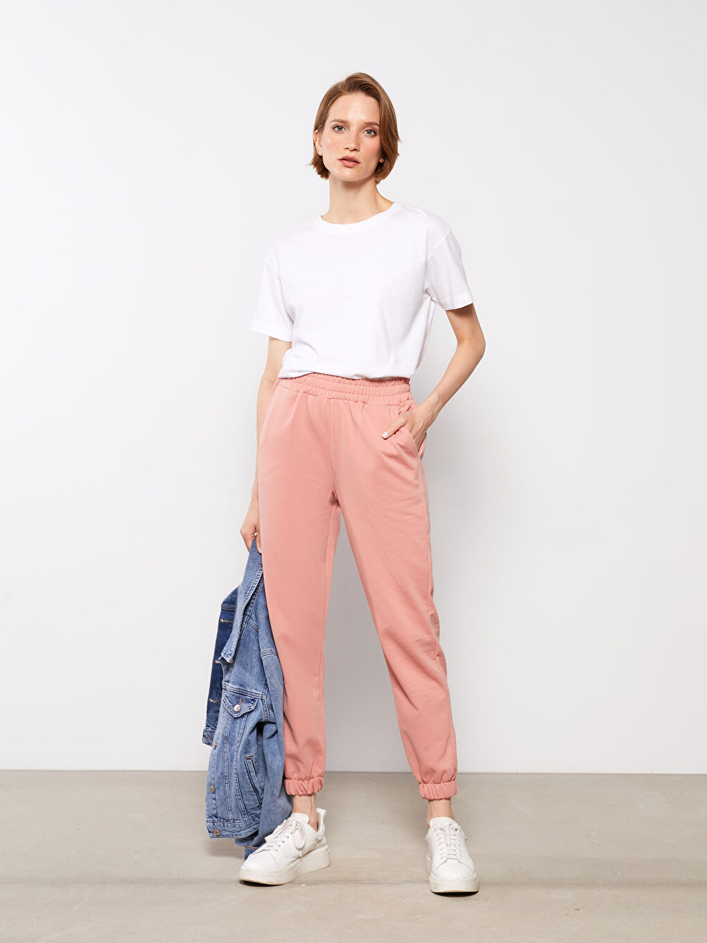 Women's Elasticated Waist Plain Jogger Sweatpants