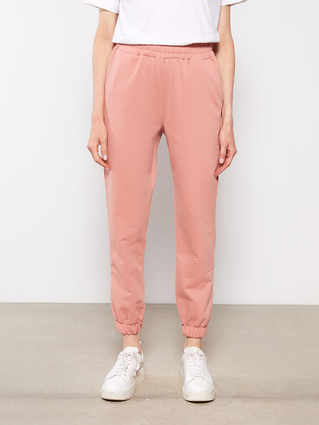 Women's Elasticated Waist Plain Jogger Sweatpants-2