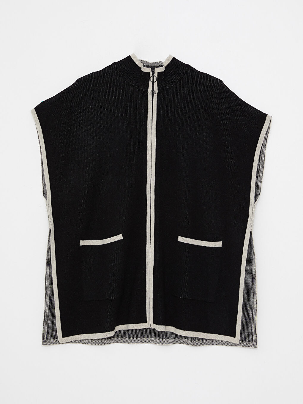 Пончо с яка тип фуния, редовен трико за жени-5