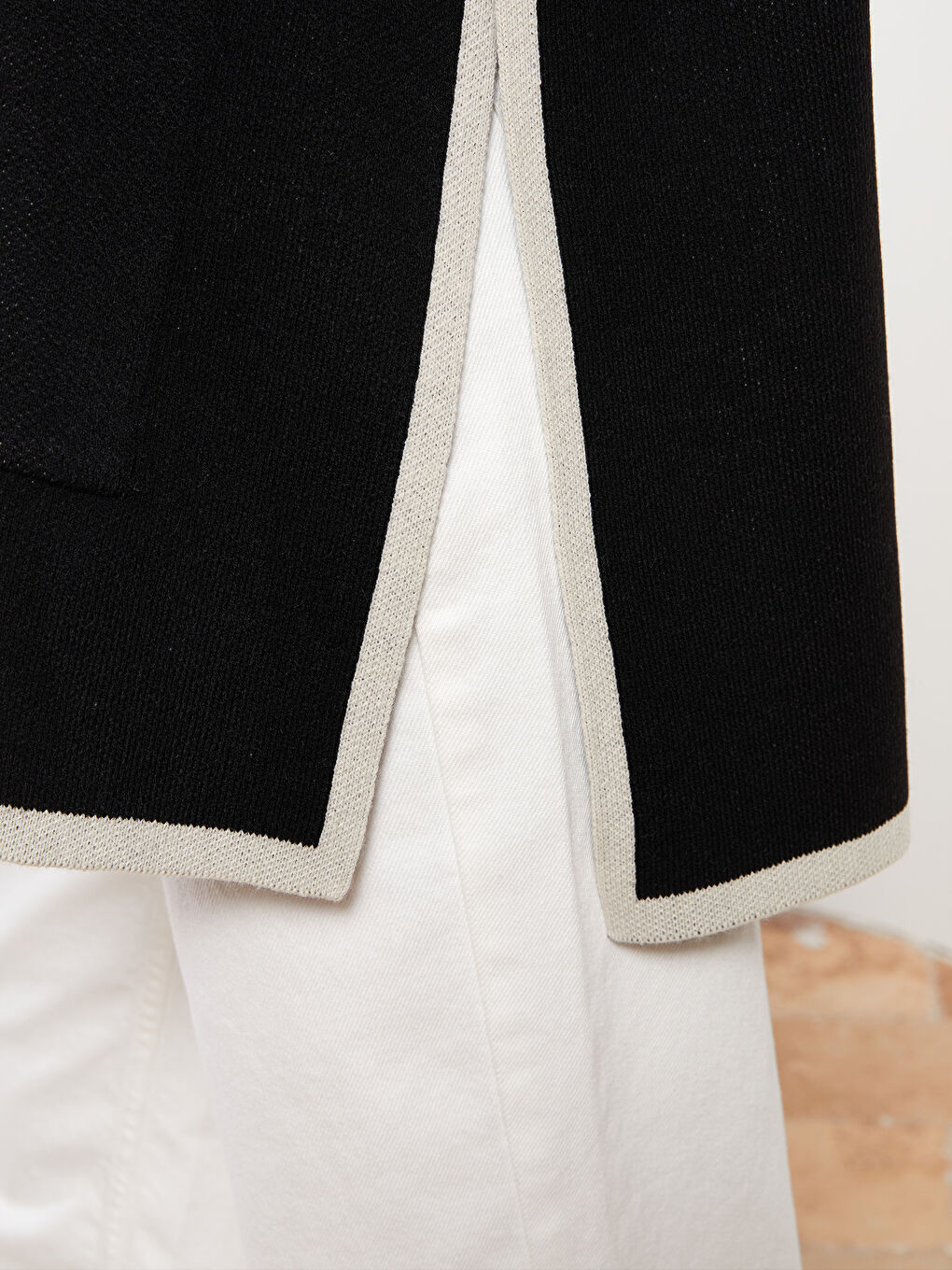 Пончо с яка тип фуния, редовен трико за жени-3