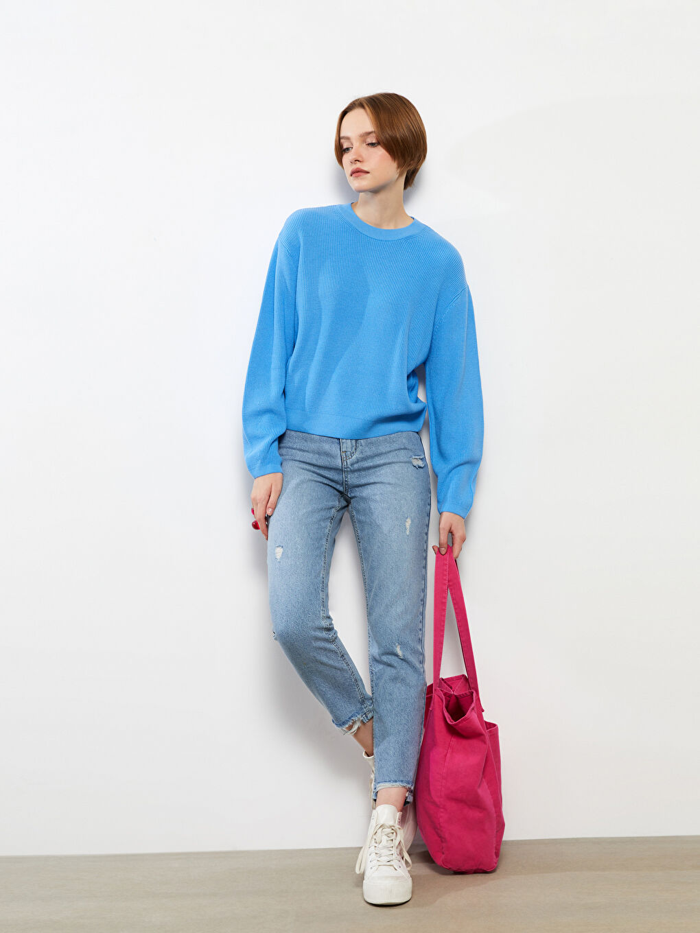 High Waist Mom Fit Straight Ripped Detailed Women's Rodeo Jeans-1