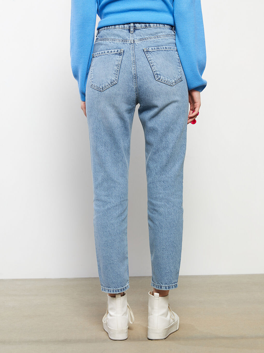 High Waist Mom Fit Straight Ripped Detailed Women's Rodeo Jeans-4