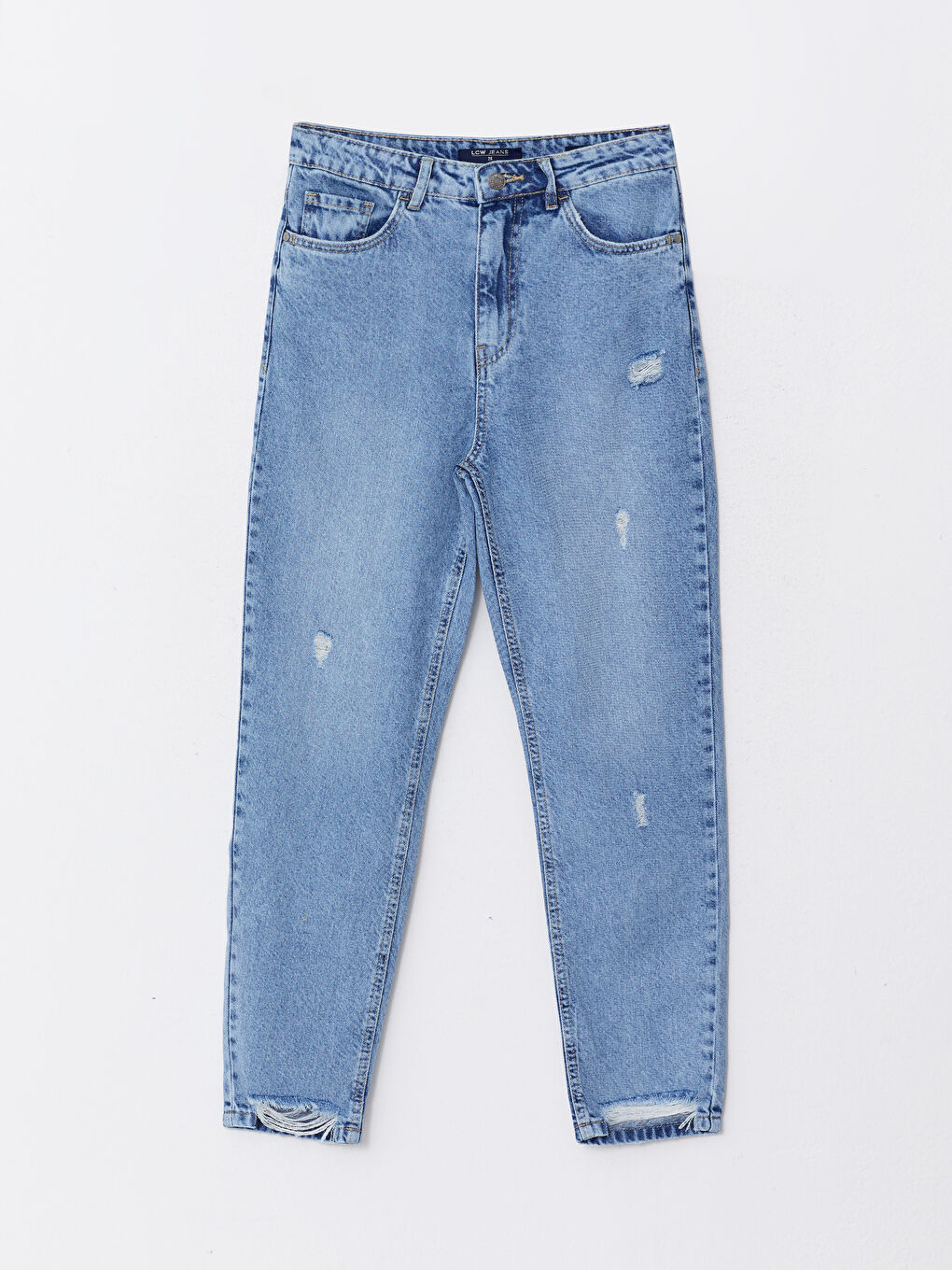 High Waist Mom Fit Straight Ripped Detailed Women's Rodeo Jeans-5