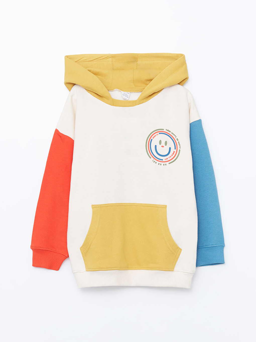 LCW baby Ekru Kapüşonlu Baskılı Erkek Bebek Sweatshirt