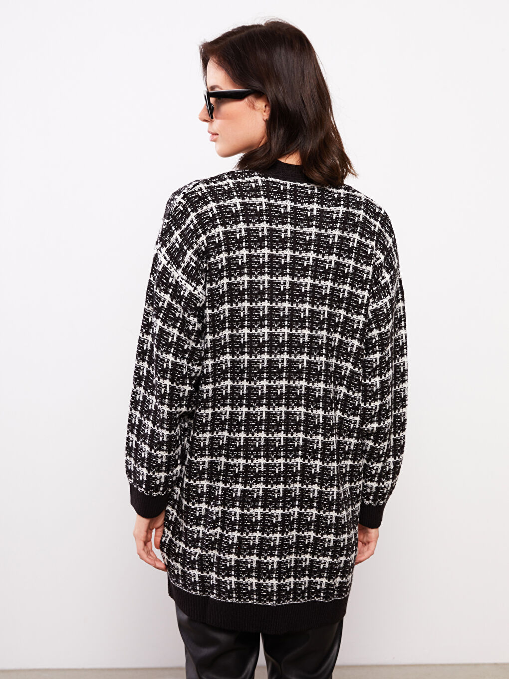 V Neck Patterned Women's Knitwear Cardigan-4