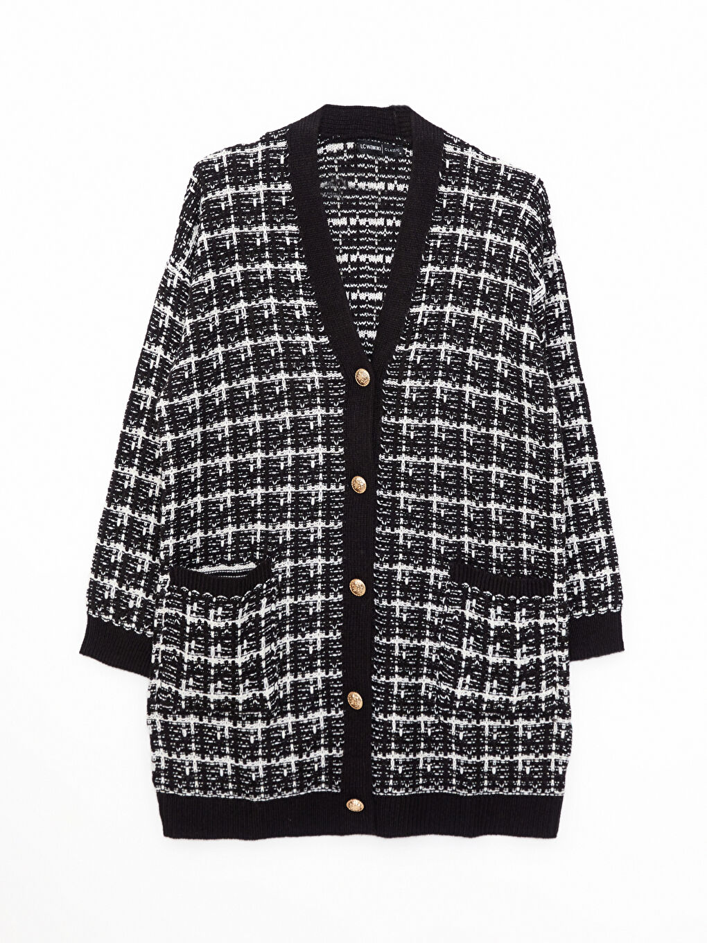 V Neck Patterned Women's Knitwear Cardigan-5