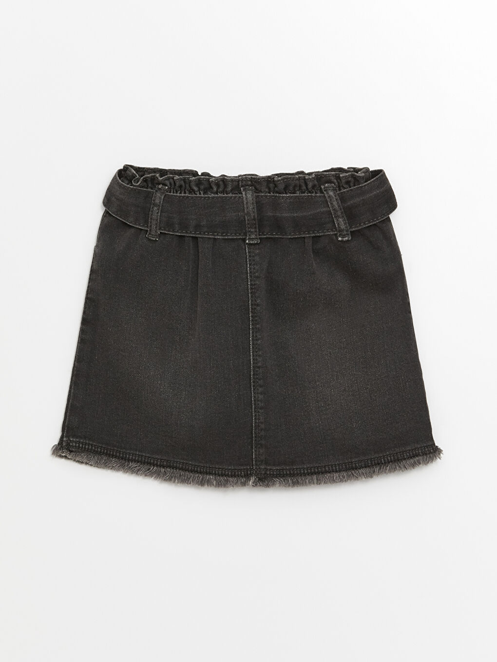 Gri Beli Lastikli Kız Bebek Jean Şort ve Külotlu Çorap 2'li Takım-1