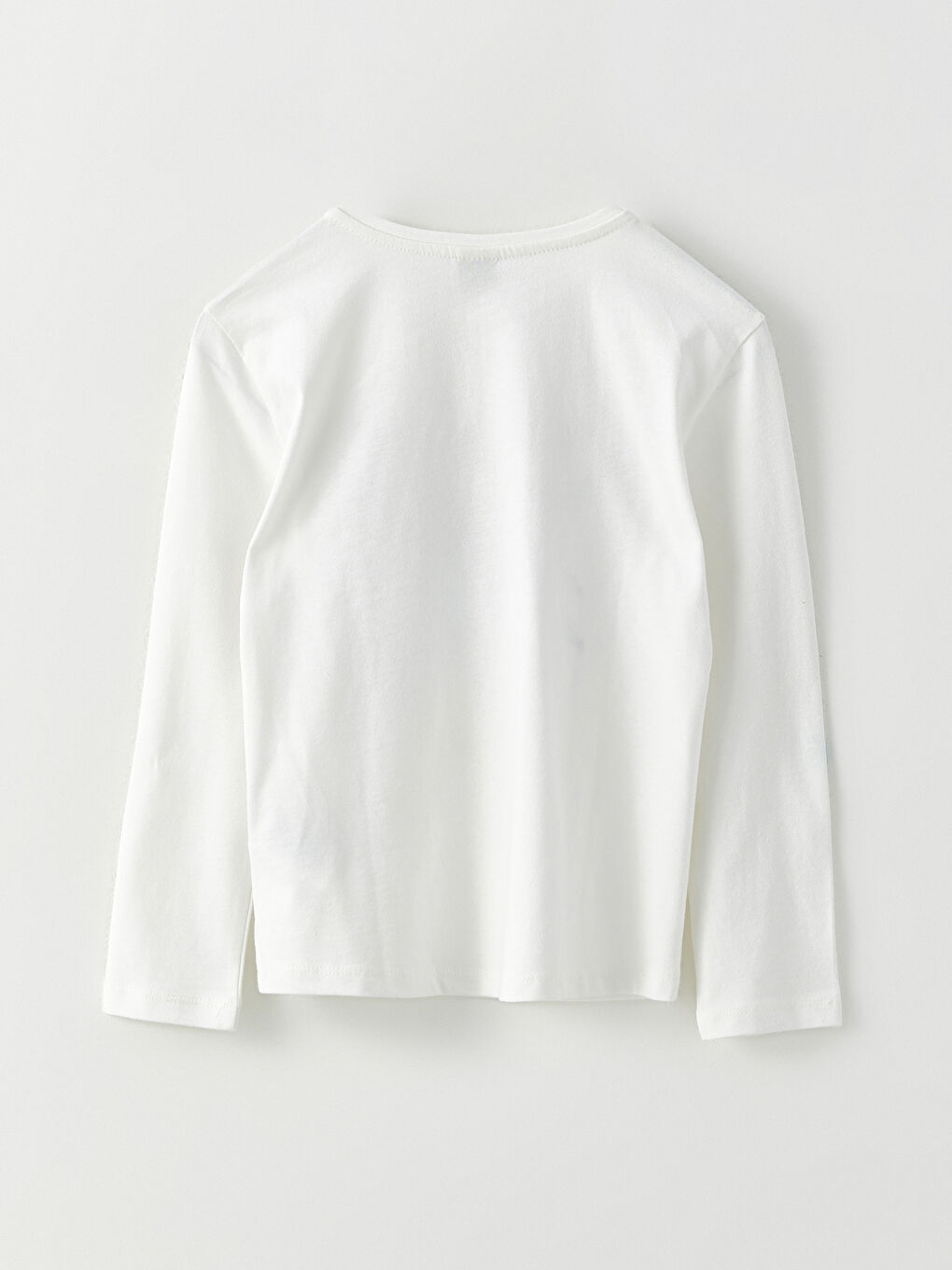 Ekru Bisiklet Yaka Baskılı Uzun Kollu Kız Çocuk Tişört-1