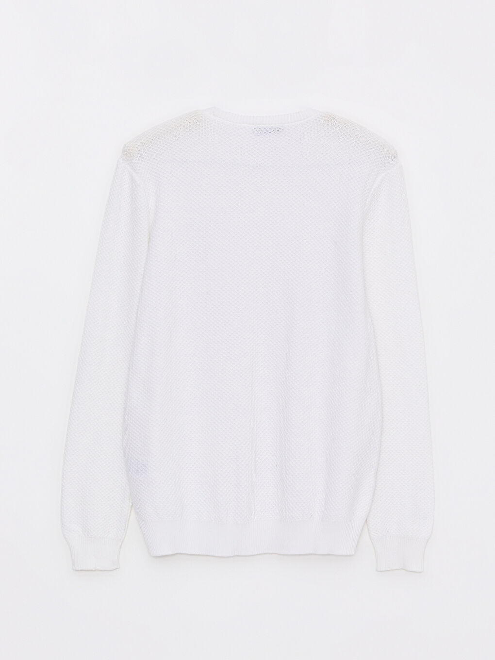 Beyaz Bisiklet Yaka Erkek Triko Kazak-6