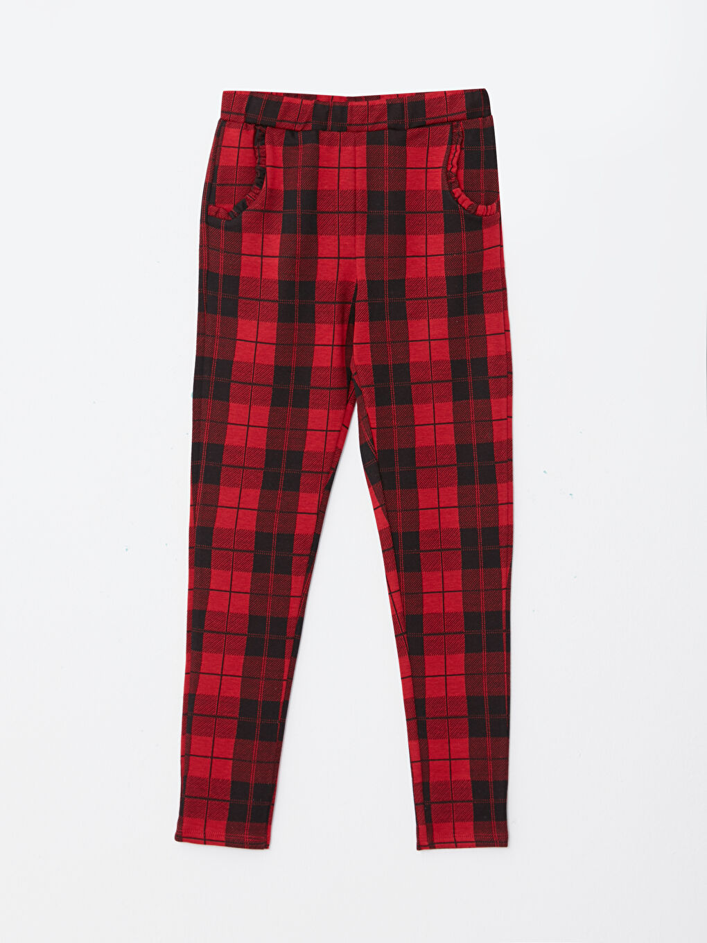 Elastic Waist Plaid Girl Long Leggings-2