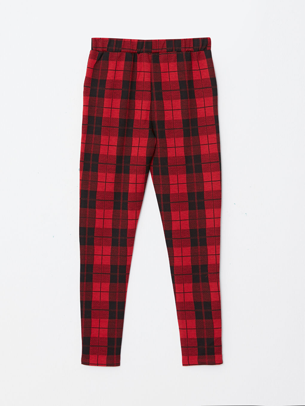 Elastic Waist Plaid Girl Long Leggings-3