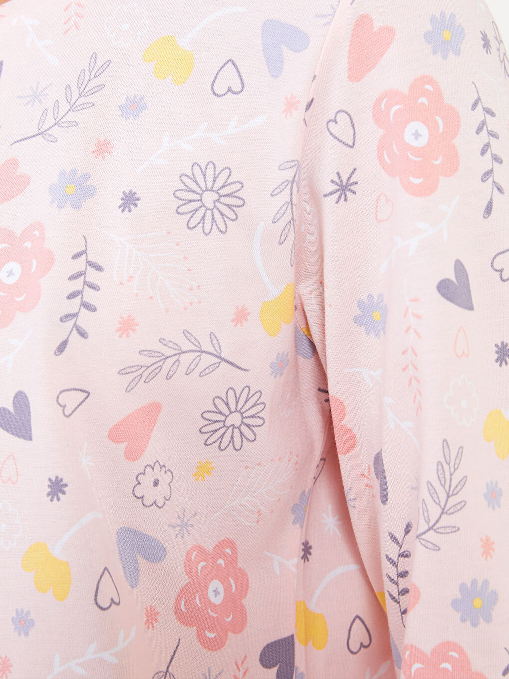 Crew Neck Patterned Long Sleeve Cotton Women's Pajama Set-3