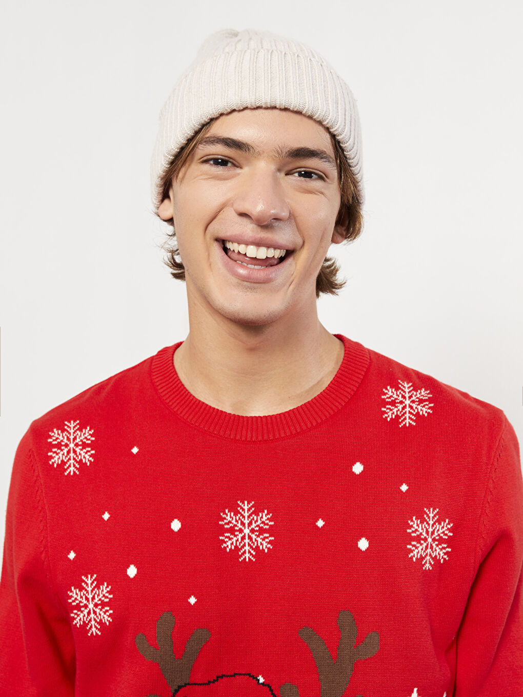 XSIDE Rundhalsausschnitt Langarm Bedruckter Herren Strickpullover -W2BO48Z8-FDU