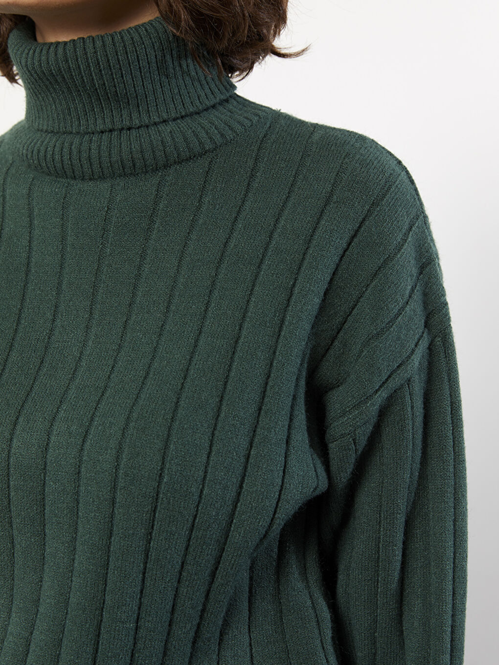 LCW Vision Turtleneck Self Patterned Long Sleeve Women's Tricot Sweater -W2BO64Z8-HHT